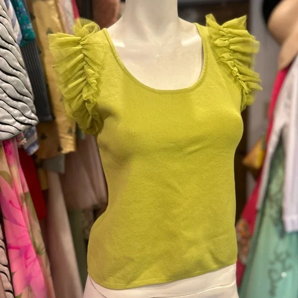 Chartreuse Ruffles Top - Picture 5 of 9
